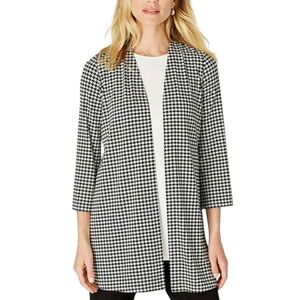 J. Jill Wearever Black White Houndstooth Open Front Cardigan Kimono Size XL